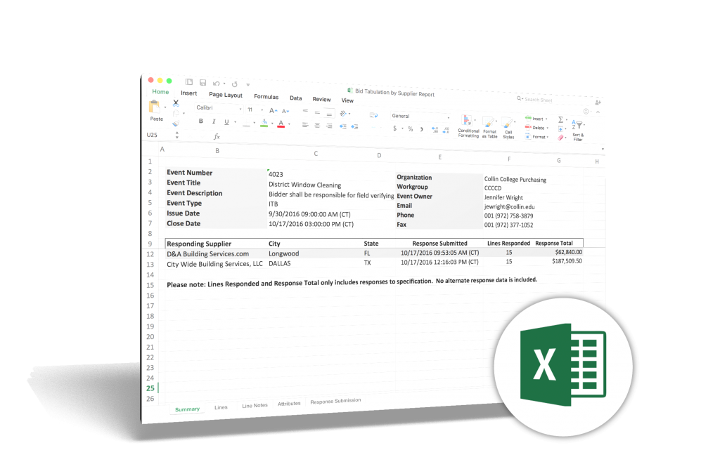 Bid Tabulation Excel Example Download Ion Wave Technologies